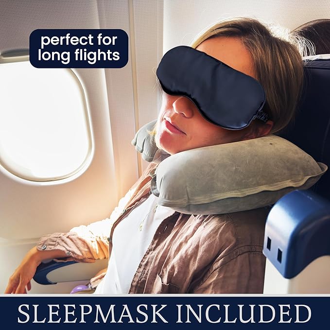 3 Piece Travel Blanket Set with Eye Mask & Cable Organizer , Ultra Soft Flannel Airplane Blanket with Carry Bag , Lightweight, Warm & Compact for Travel, Car, Sofa & Bed , Ideal for Adults & Kids