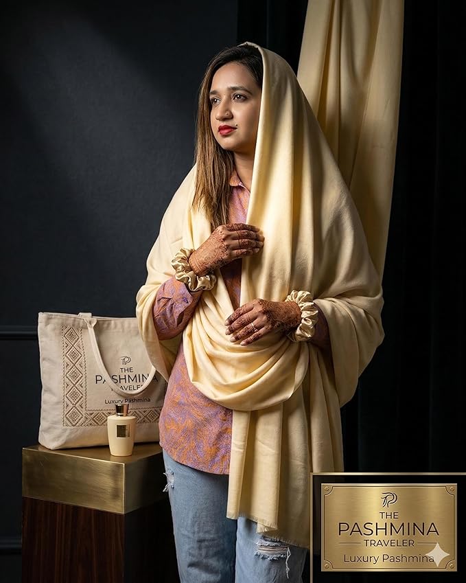 Wayfarer Shawl with Pouch | Voyagers Comfort Set with Luxury Travel Scarf, Eye Mask, Satin Scrunchies & Travel Pouch