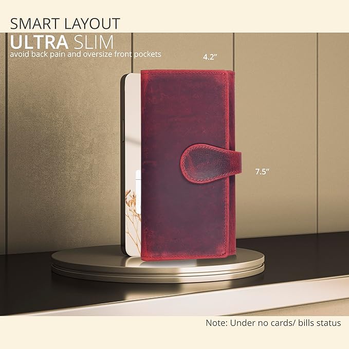 Real Leather Women Wallet Leather with RFID Blocking -Trifold Card Holder Designer Ladies Clutch with ID Window Wallets