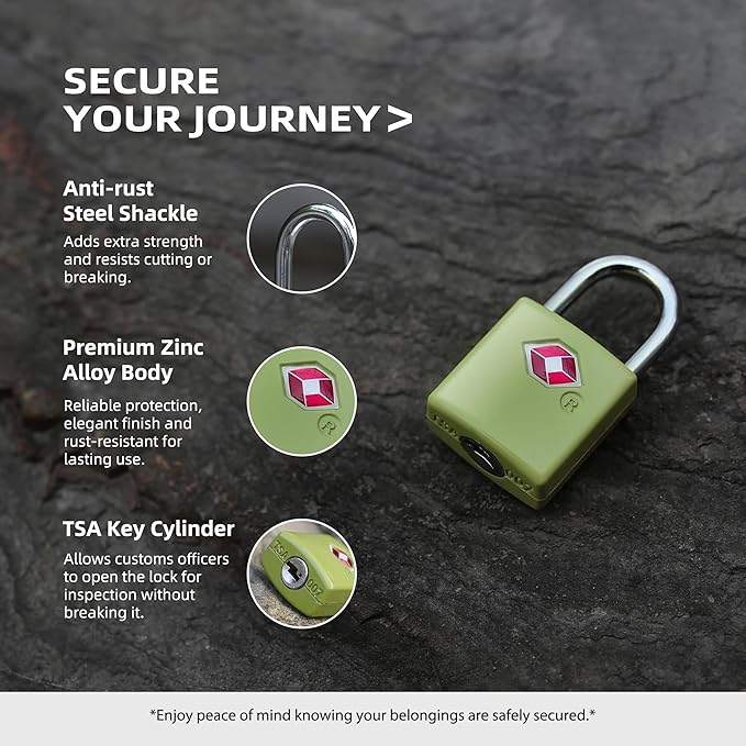 TSA Locks for Luggage with Keys, Travel Luggage Locks TSA Approved 4 Pack, Keyed Alike Small Padlock with Key, Mini Padlock for Suitcase, Backpack Zipper, Bag, Purse, Travel Essentials