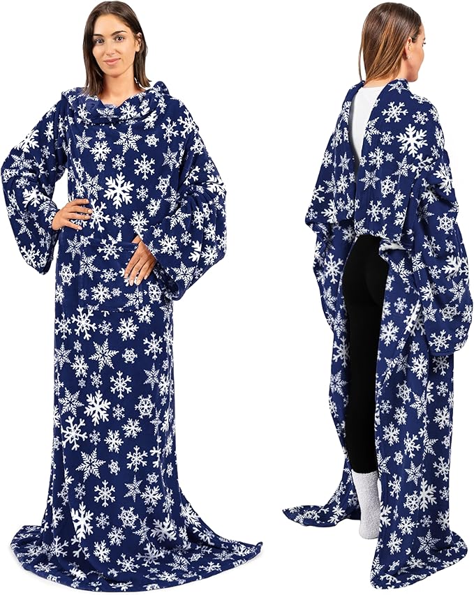 PAVILIA Wearable Blanket with Sleeves for Adult Women Men, Cozy Fleece Warm Wrap Throw with Arms, Gifts for Christmas, Wife