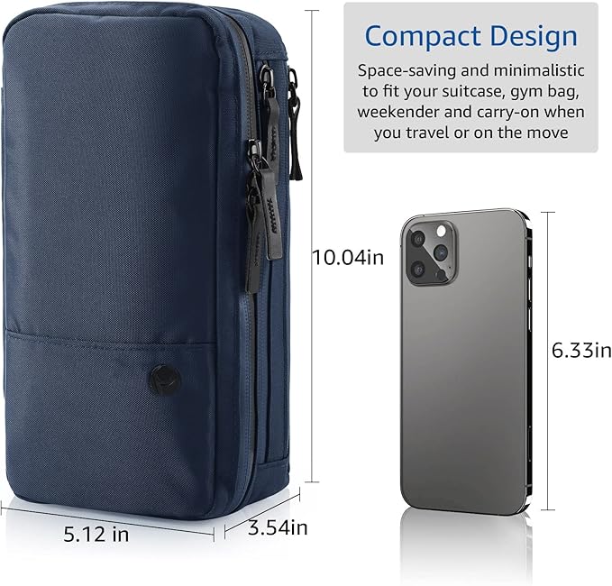 Purevave Compact Mens Toiletry Travel Bag Hanging, Mens Dopp Kit for Travel Waterproof, Wash Pouch Blue