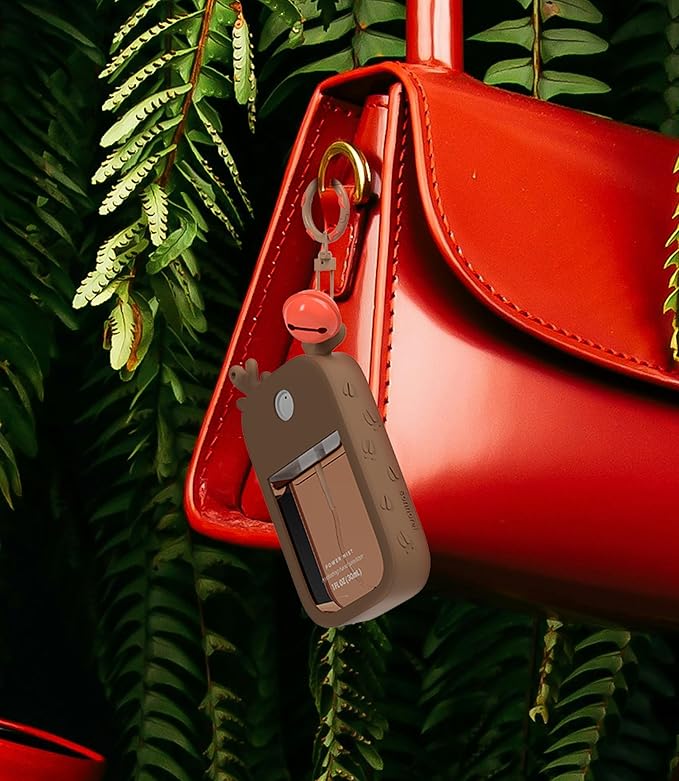Sonnorel 1 Pack Elk Silicone Case Compatible with Touchland Hand Sanitizer Spray (Fit for 1 FL OZ/30 mL Ver), Portable keychain, Small Bell, Cute Deer Antlers (Brown)