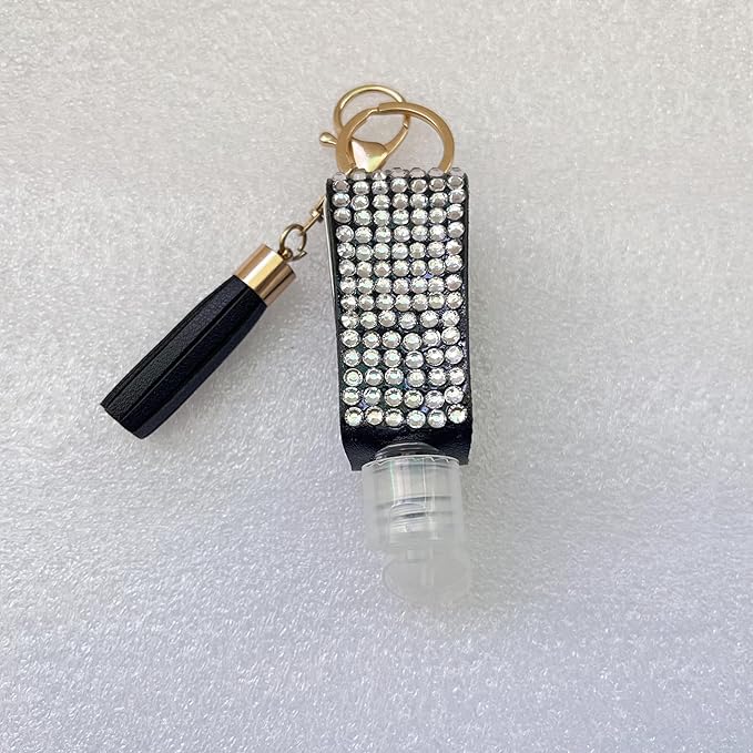 2 Pcs 1oz Bling Travel Bottle Case with Keychain, Travel Bottles for Alcohol, Hand Soap, Refillable Containers Portable