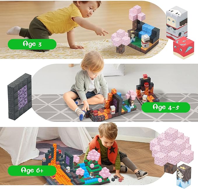 SKTMYY Magnetic Blocks-100PCS Build Magnet Toys Set Magnetic Building Blocks, STEM Sensory 0.98” Magnet Cubes for Kids Toddlers for Boys & Girls Ages 3 4 5 6 7 8 9 10 12