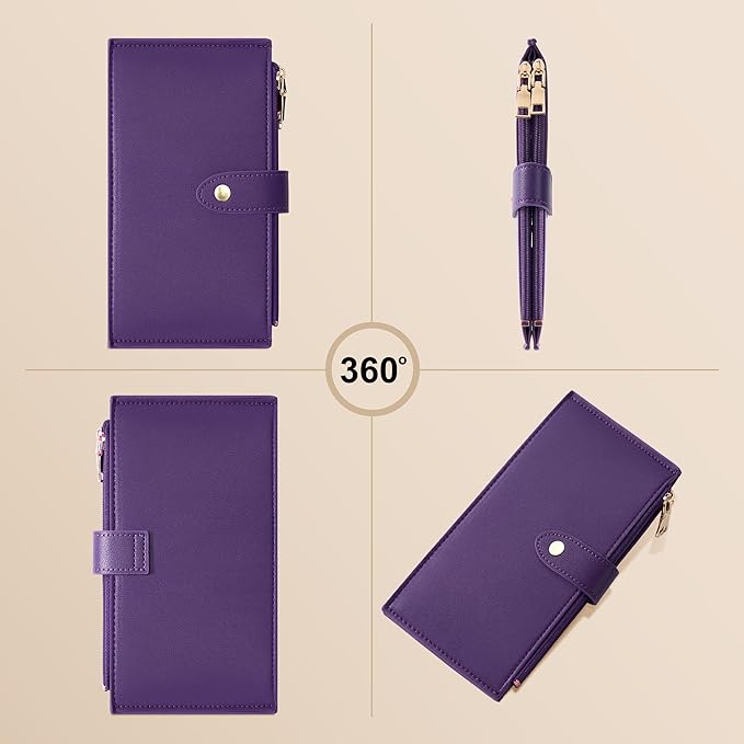 Travelambo Leather Wallets for Women Slim RFID Blocking Bifold Credit Card Holder Wallet