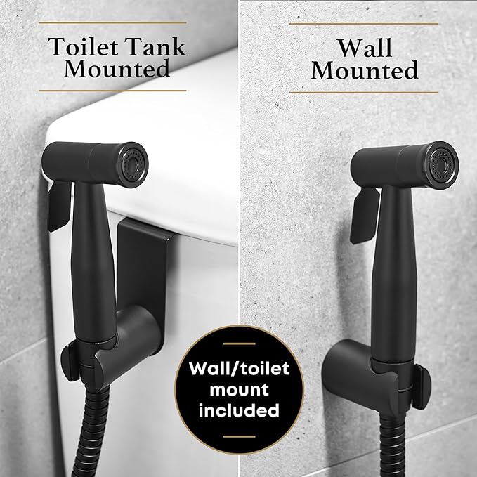 Purrfectzone Black Bidet Sprayer for Toilet, Handheld Shower Kit, Easy-to-Install Toilet Handheld Set, Hand Held Stainless Steel with Adjustable Flow, Cloth Diaper Sprayer Shattaf