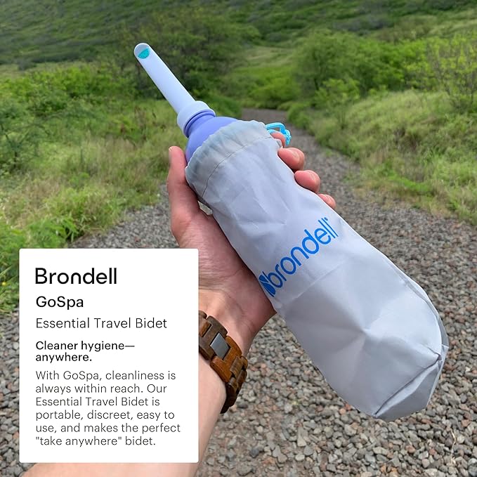 Brondell GoSpa Travel Bidet GS-70 – Portable Peri Bottle for Postpartum & Perineal Care, 400ml Handheld Bidet with Angled Nozzle, Collapsible Design, Nozzle Storage & Travel Bag, Amaranthine
