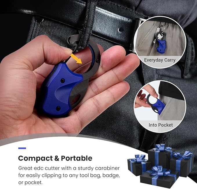 FUNBRO Small Pocket Knife for Men, Cool Folding Knife Box Cutter with 1.34 inch Sharp Blade, EDC Knives Tool for Everyday Carry, Great Gift for Men (Klein Blue)