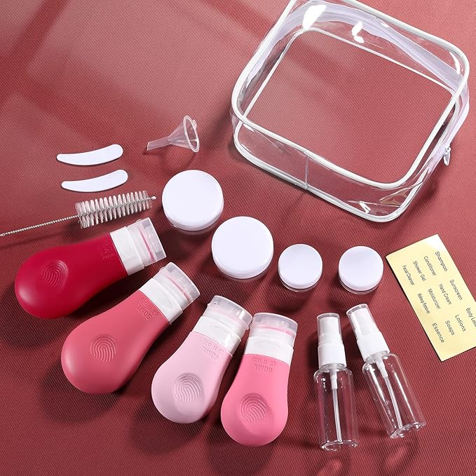 Gemice 16 Pack Travel Bottles Set for Toiletries,TSA Approved Travel Size Containers Leak Proof Silicone Squeezable Tubes Travel Accessories 2oz 3oz for Shampoo Conditioner Lotion Body Wash