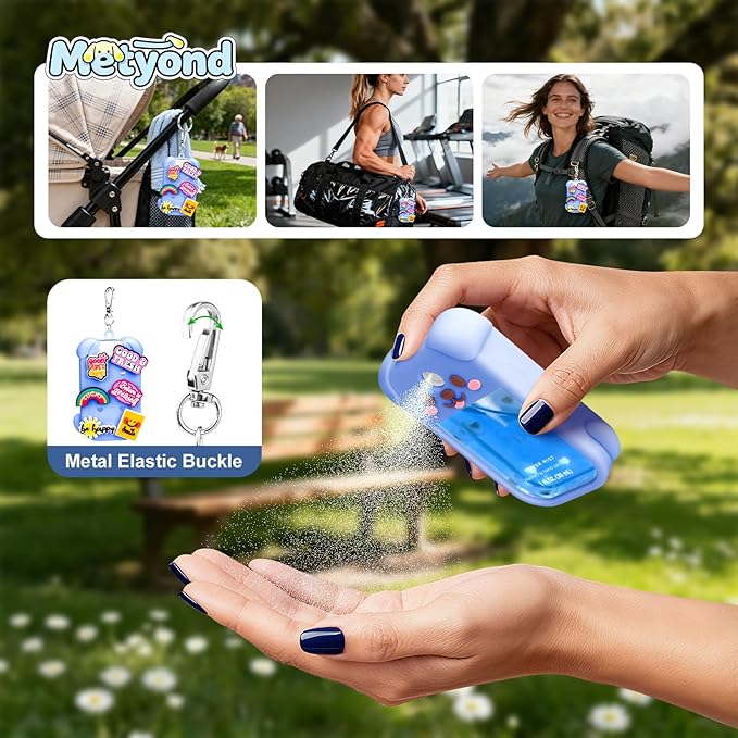 Metyond Dog Silicone Case for Touchland Hand Sanitizer Spray Power Mist 1 FL OZ/30ML for Touchland Case with Keychain, with Cute Charms Accessory Cute Travel Case (1PCS Blue)