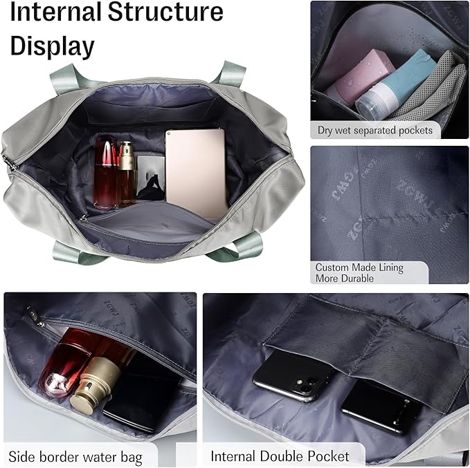 ZGWJ Travel Tote Bags, Expandable Overnight Weekender Bag for Women Foldable Carry-On | Expandable, Overnight, Foldable, Carry-On