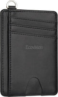 EcoVision Slim Minimalist Front Pocket Wallet, RFID Blocking Credit Card Holder Wallet with Detachable D-Shackle for Men Women