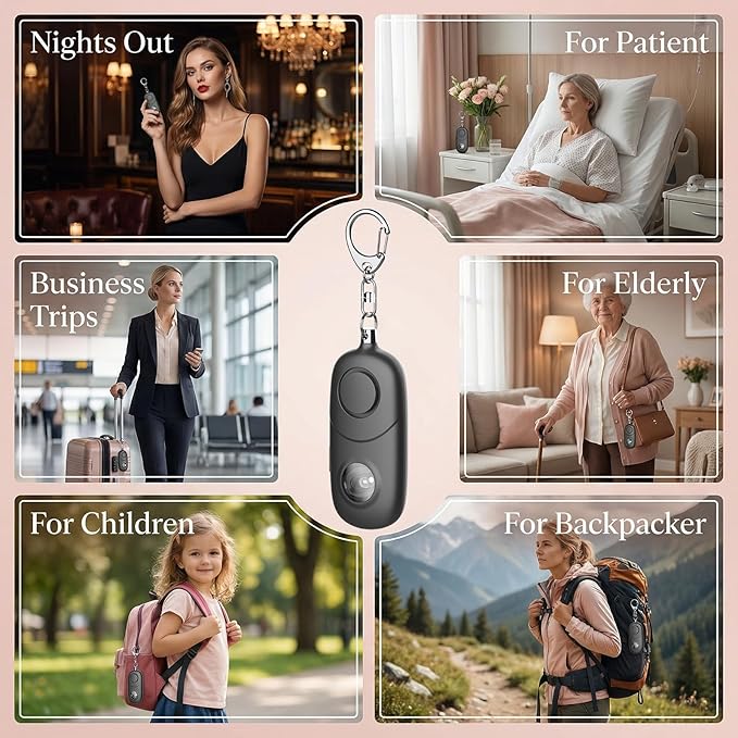 Personal Alarm for Women Keychain Alarm: Qoosea 135dB Emergency Keychain Siren with Strobe Light Loud Siren for Women Kids Students Seniors Emergency Self-Defense for Night Sports
