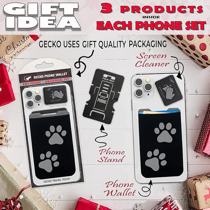 Phone Wallet - Adhesive Card Holder - Cell Phone Pouch - Stick on Lycra Pocket by Gecko - Carry Credit Cards and Cash
