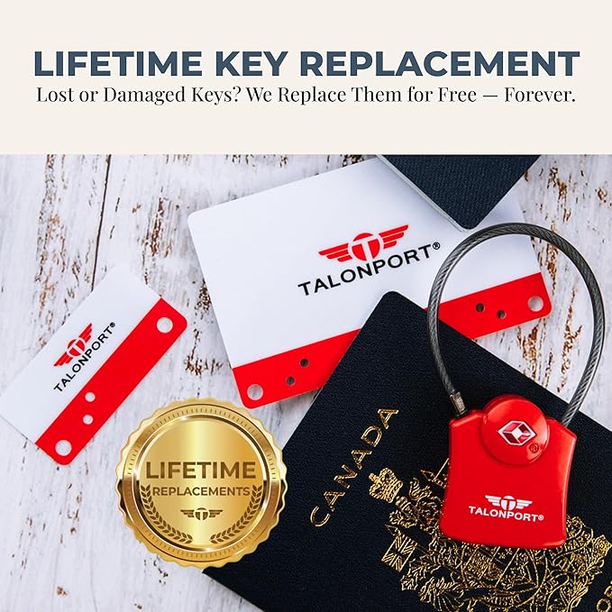 Keyless Luggage Locks TSA Approved, No Combination Needed, Lifetime Card Keys, Heavy-Duty Metal Suitcase Lock for Travel Essentials & Checked Bags (4 Pack)