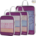 Cambond See Through Mesh Compression Packing Cubes - 4 Piece Expandable Space Saving Packing Cubes for Travel, Lightweight Travel Bags Luggage Packing Organizer Essentials for Suitcases, Purple