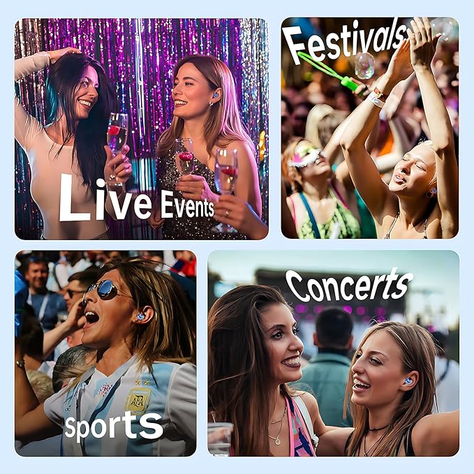 Ear Plugs for Noise Reduction – Reusable XS/S/M/L Earplugs for Concerts, Festivals, and Live Performances,19dB Hearing Protection