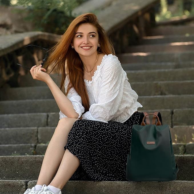 Women's Backpack Purse Nylon Anti-theft Casual Water Resistant Lightweight Small Shoulder Bags 2026 for Travle Cute Fashion Camping Bag for Work Daily Going Out Dackpack Ladies Dark Green