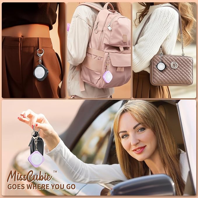 WSDCAM Personal Safety Alarm for Women, 130dB Loud Keychain Alarm with 3-Color LED Safety Light, Rechargeable Self Defense Keychain Personal Alarms for Women, MissCubie™GlowSafe Box (Purple)