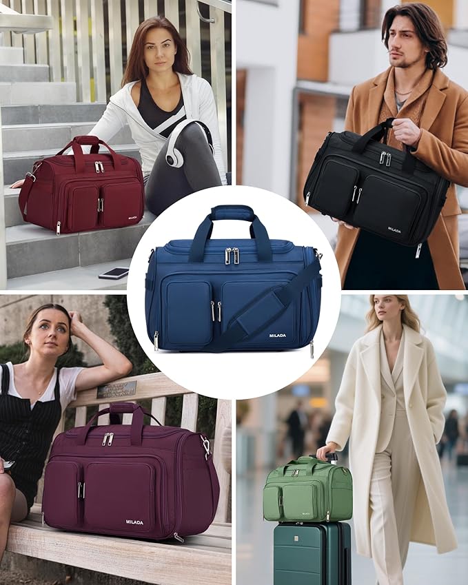 MILADA Underseat Carry On Luggage Bags for Travel Lightweight Foldable Carry On Bags for Airplanes Small Duffle Bag for Men Women TSA Approved Underseat Bag Travel Tote Bags, Blue