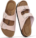 Project Cloud 100% Genuine Leather Flat Sandals For Women 2026 Cork Footbed Womens Sandals with Memory Foam and arch support Vacation Essentials Slides for Women Footwear (Venita)