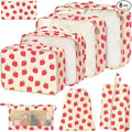8 Set Packing Cubes for Suitcases,Packing Cube with Shoe, Cosmetics, Clothing, and Accessories Bags Packing Cubes for Travel Luggage Organizer Women Men(8 Set Strawberry)
