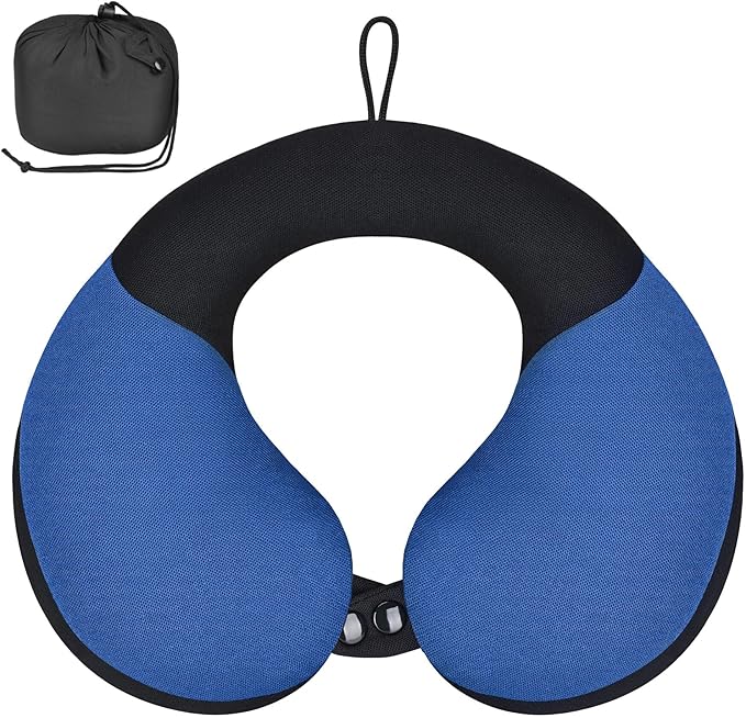 COOLBEBE Kids Travel Neck Pillow, Softly Headrest Travel Pillow for Car & Airplane, Traveling Gifts for Toddler & Children, Haze Blue