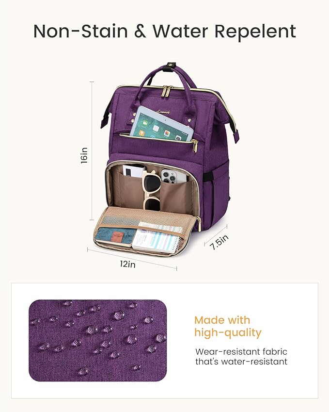 LOVEVOOK Laptop Backpack for Women with Giant Tumbler Holder Pocket,15.6 inch Waterproof Travel Backpack Purse Computer Laptop Bag,Professional Work College Nurse Teacher Backpack Daypack,Grayish Blue