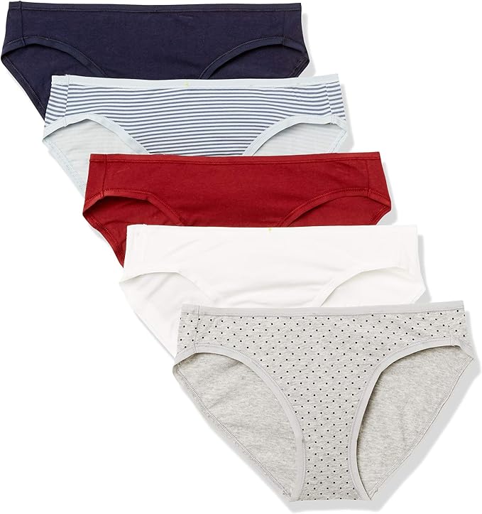 Amazon Essentials Women's Breathable Cotton Bikini Brief Underwear with Full Coverage, Multipacks