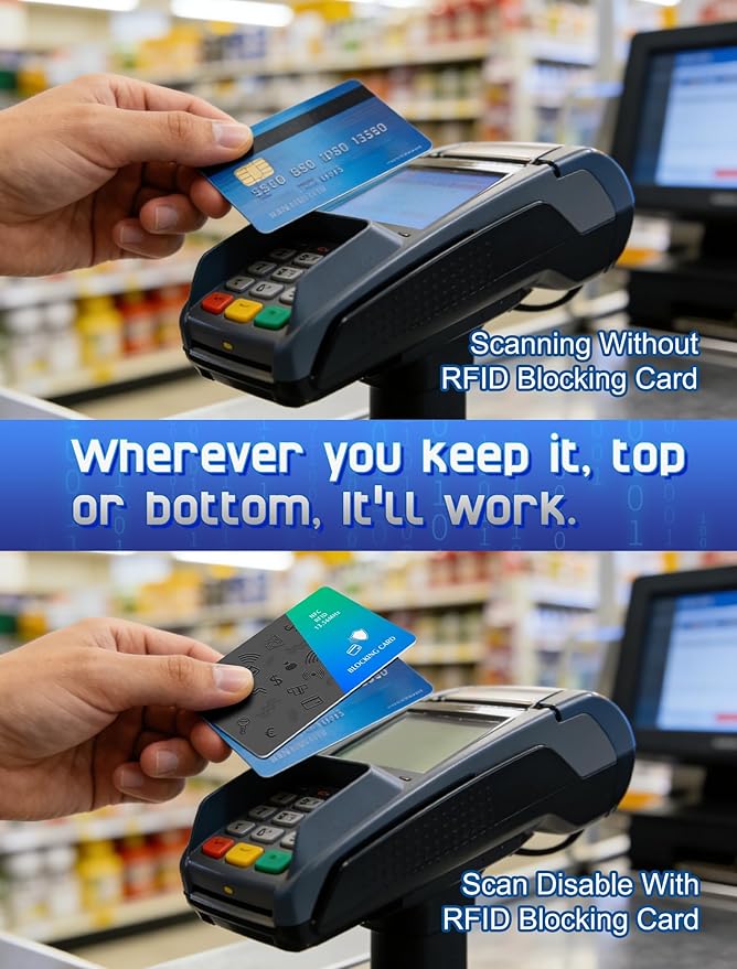 Magriffin Protective RFID Blocking Card: 3-Pcs 99.9% Shielding (13.56mhz) Stops Contactless Payment Theft - One Card Protects Your All Cards in Wallet - Ultra Slim (0.29in,Teal & Glitter Gray)