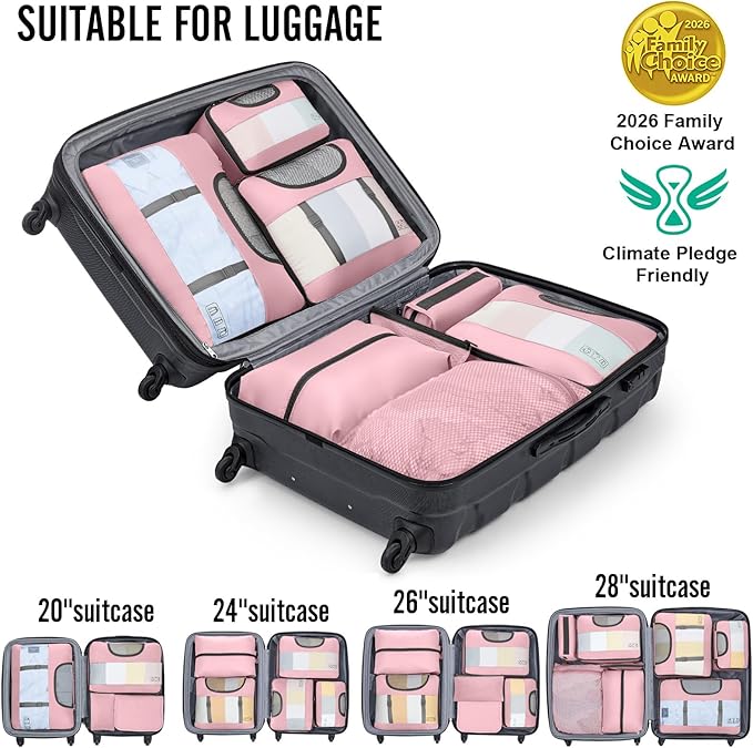 Veken 10 Set Packing Cubes for Travel Essentials, Suitcase Organizer Bags in 4 Sizes, Carry-On Luggage Accessories with Large Laundry Bag & Passport Holder, Must-Have for Airplane, Road Trip & Camping