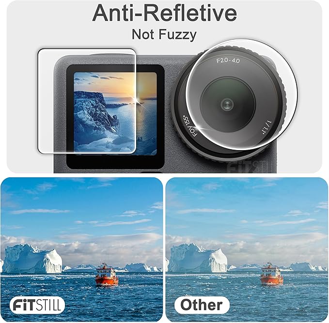 FiTSTILL Screen Protector for DJI Osmo Action 6,Ultra HD 0.28mm Tempered Glass,9H Hardness Scratch Resistant Anti-Fingerprint Bubble Free Action6 Camera Accessories kit