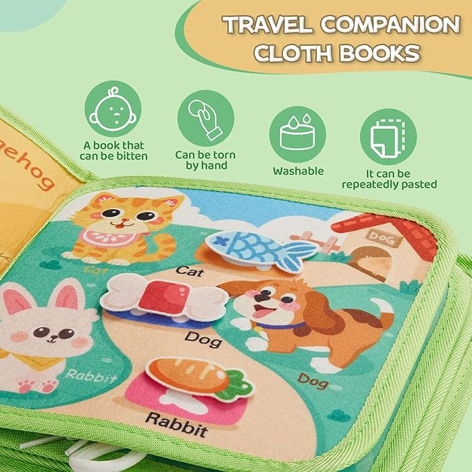 Toddler Airplane Bed with Cloth Book, Portable Airplane Seat Extender Travel Bed for Kids, Soft Baby Plane Travel Essentials for Flying, Toddlers Long Flight Must Haves Footrest