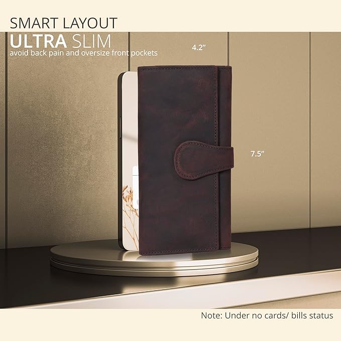 Real Leather Women Wallet Leather with RFID Blocking -Trifold Card Holder Designer Ladies Clutch with ID Window Wallets