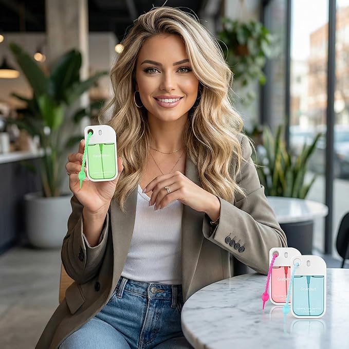 3 Pcs Hydrating Hand Sanitizer Spray 1.35 oz Scented Hand Sanitizer with Keychain Pocket Power Mist Travel Size Moisturizing Sanitizing for Adults Backpack Office Thank You Gifts for Teachers