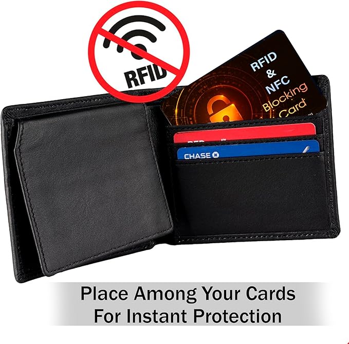 SaiTech IT 5 Pack RFID Blocking Card, Protector for Entire Wallet, Purse, and Debit Credit Cards from NFC Contactless Theft for Men & Women - Orange Black