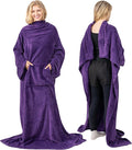 PAVILIA Blanket with Sleeves for Adult Women Men, Soft Warm Wearable Blanket Fleece Wrap Throw, Robe Blanket Gift