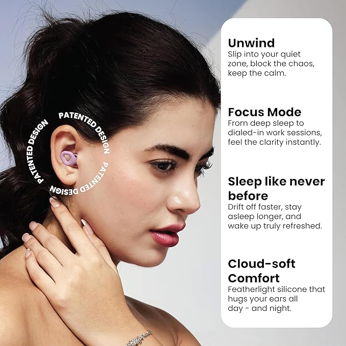 Zenz Unwind Ear Plugs for Sleeping Noise Reduction – Soft Silicone Reusable Earplugs for Sleep, Focus & Work – 28dB Noise Reduction with Storage Case – XS/S/M/L Eartips (Nebula Purple, One Size)