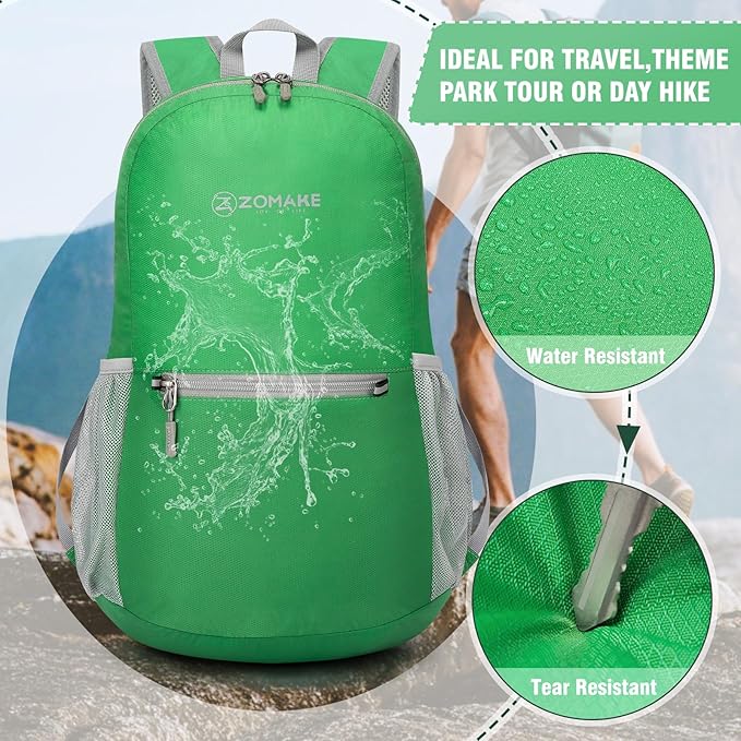 ZOMAKE Ultra Lightweight Hiking Backpack 20L - Packable Small Backpacks Water Resistant Daypack for Women Men(Grass green)