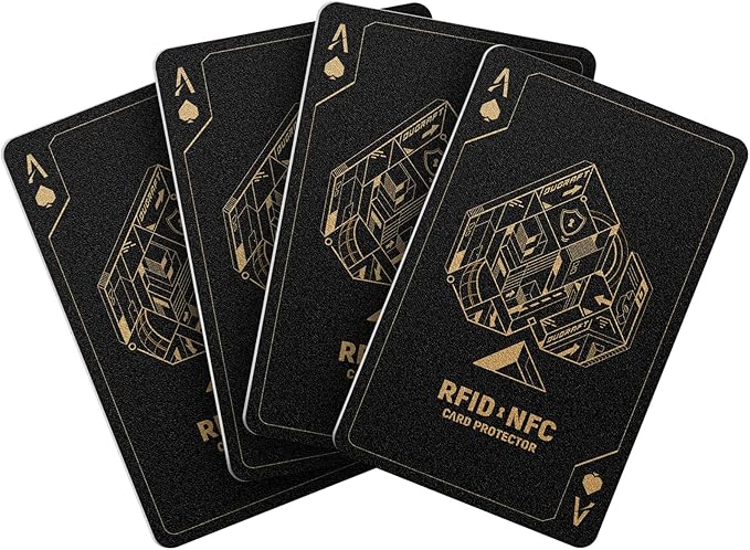 DUGRAFT 4 Pack RFID Blocking Cards Credit Card Protectors Anti-Theft Card Blocker NFC Contactless Protection for Entire Wallet, Travel Essentials, Art Deco