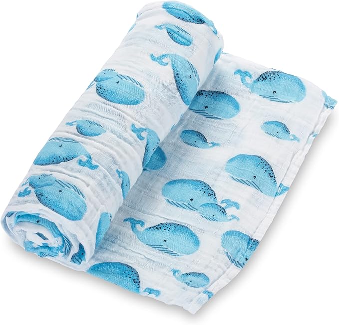 LollyBanks Swaddle Blanket | 100% Muslin Cotton | Newborn and Baby Nursery Essentials for Boys, Registry | Ocean Shark and Whale 3 Pack