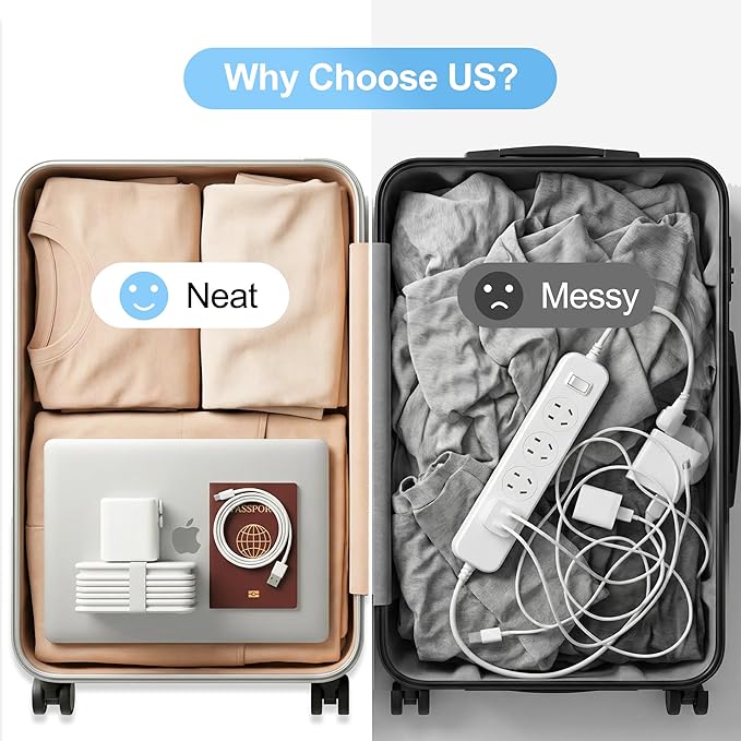 VYLEE Universal Travel Adapter with 6ft Extension Cord, Worldwide Plug Adapter (Type A/C/G/I) for Europe UK US AU, 2 AC Outlets + 3 USB Ports (USB-C), Cruise Ship Essentials Travel Power Strip