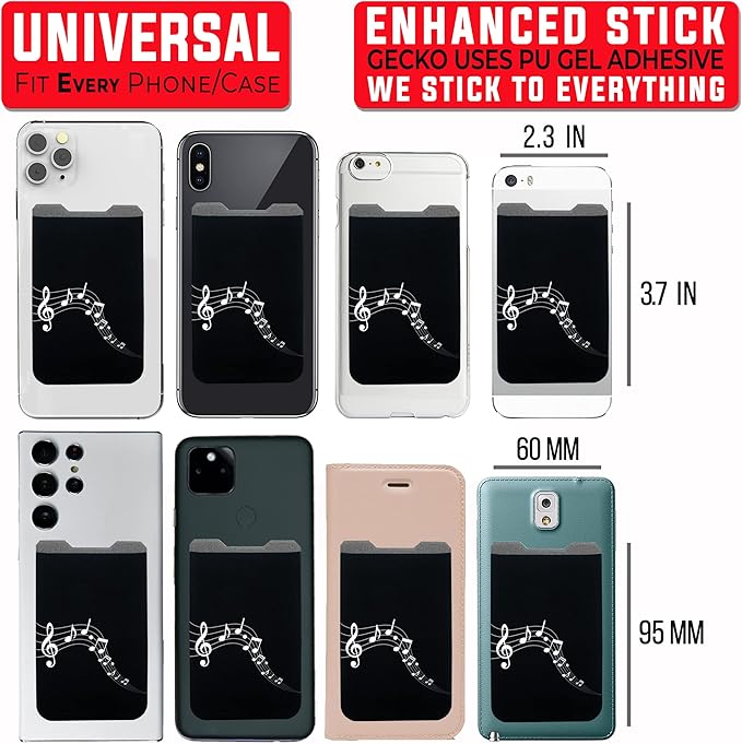 Phone Wallet - Adhesive Card Holder - Cell Phone Pouch - Stick on Lycra Pocket by Gecko - Carry Credit Cards and Cash