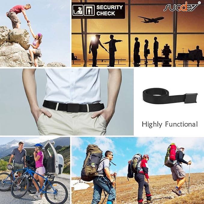 SUOSDEY Travel Money Belt, Nylon Hidden Money Pocket Belt with Plastic Buckle