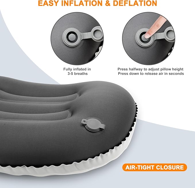 Ultralight Inflatable Camping Pillow with Soft Cover, Compact Compressible Portable Travel Air Pillow, Blow Up Camp Pillows for Outdoor Camp Sport Hiking Backpacking Travel Essential White
