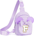 Girls Kids Gifts, Sling Bag for Girl Kid | Birthday Gifts for Daughter Granddaughter Little Girls Gift Monogram Small Purple Belt Bag Crossbody Bags Purses for Girl Kids (Purple F)