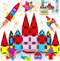 Mini Magnetic Tiles for Kids, Magnetic Building Set, Construction STEM Travel Toys for Boy Girl Ages 3+, Montessori Preschool Learning Educational Sensory Magnet Creative Toy Gift for Toddlers, 32 Pcs