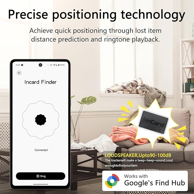 Ultra-Thin Air Tag 0.07in Wallet Tracker (Both iOS and Android) IP68 Bluetooth GPS Tracker for Bags Passport Works with Find My (Apple MFi Certified) & Google Find My Device - 5 Year Battery Life