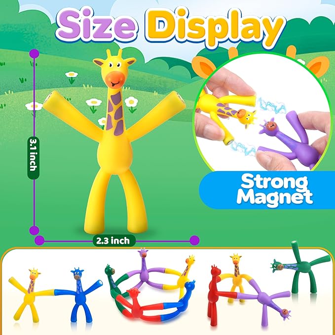 Magnetic Travel Toys for Toddlers Kids, Fidget Toys Airplane Car Travel Activities Essential, Road Trip Sensory Toys, Fridge Magnets Toys for 3 4 5 6 7 8 Year Old - Giraffe Style